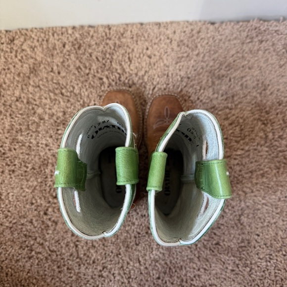 Olathe Boot Co. Youth Kids Green and Brown Boots Sz 9 - Picture 9 of 14